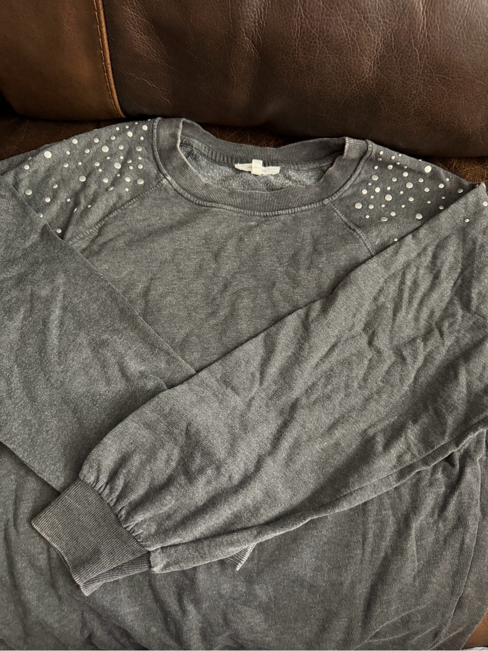 Women's Charcoal Bead-Embellished Crewneck maurices medium